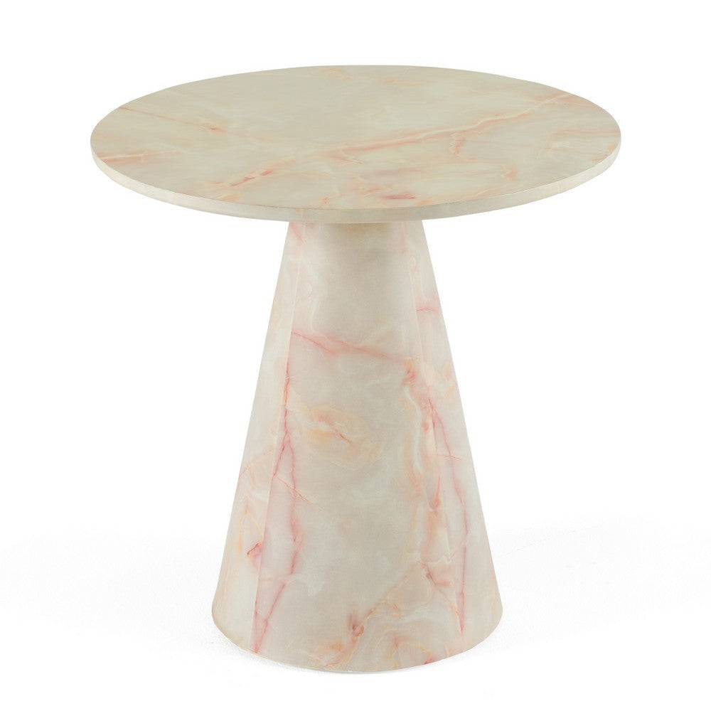 Cid Pany End Table | Modern Off-White Faux Marble | Round 24’’ Top BM338534