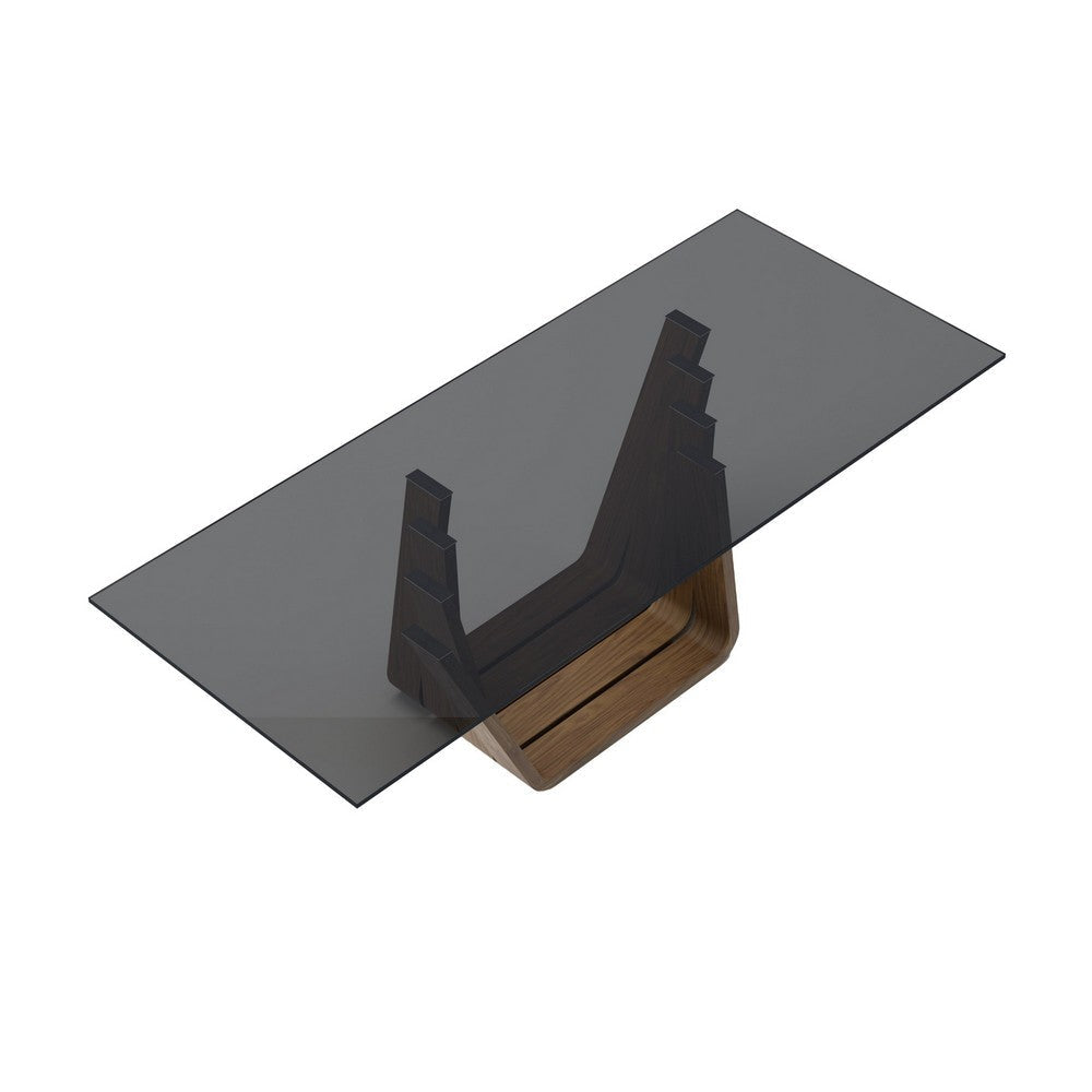 Cid Vang Dining Table | Walnut Brown Wood | 87’’ Gray Glass Top BM338535