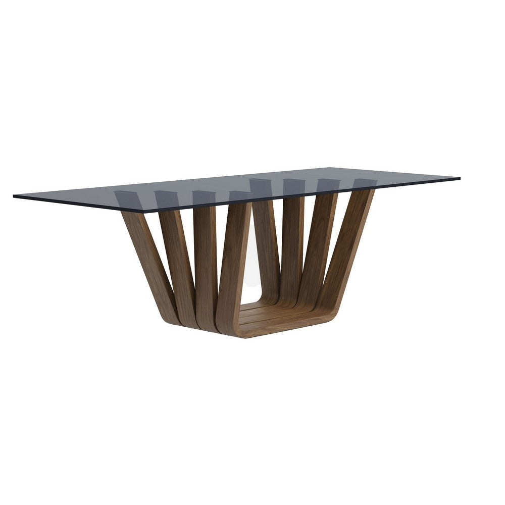 Cid Vang Dining Table | Walnut Brown Wood | 87’’ Gray Glass Top BM338535