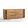 Noe Ruby Wide 6 Drawers Dresser | Natural Oak Brown Rubberwood BM338536