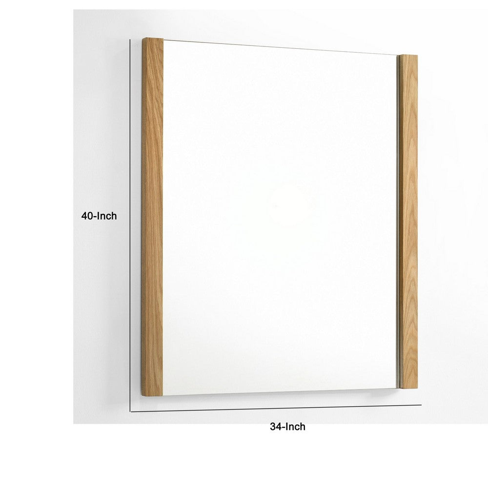Noe Ruby Dresser Mirror | Natural Brown Oak Veneer | Rectangular 34 x 40