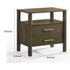 Cid Caro Nightstand | 2 Drawers 1 Shelf | Wenge Brown Rubberwood | 24’’ BM338538