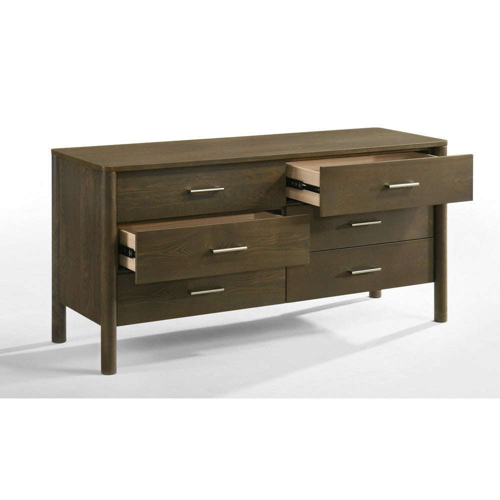 Cid Caro Wide Dresser | 6 Drawers | Wenge Brown Rubberwood BM338539