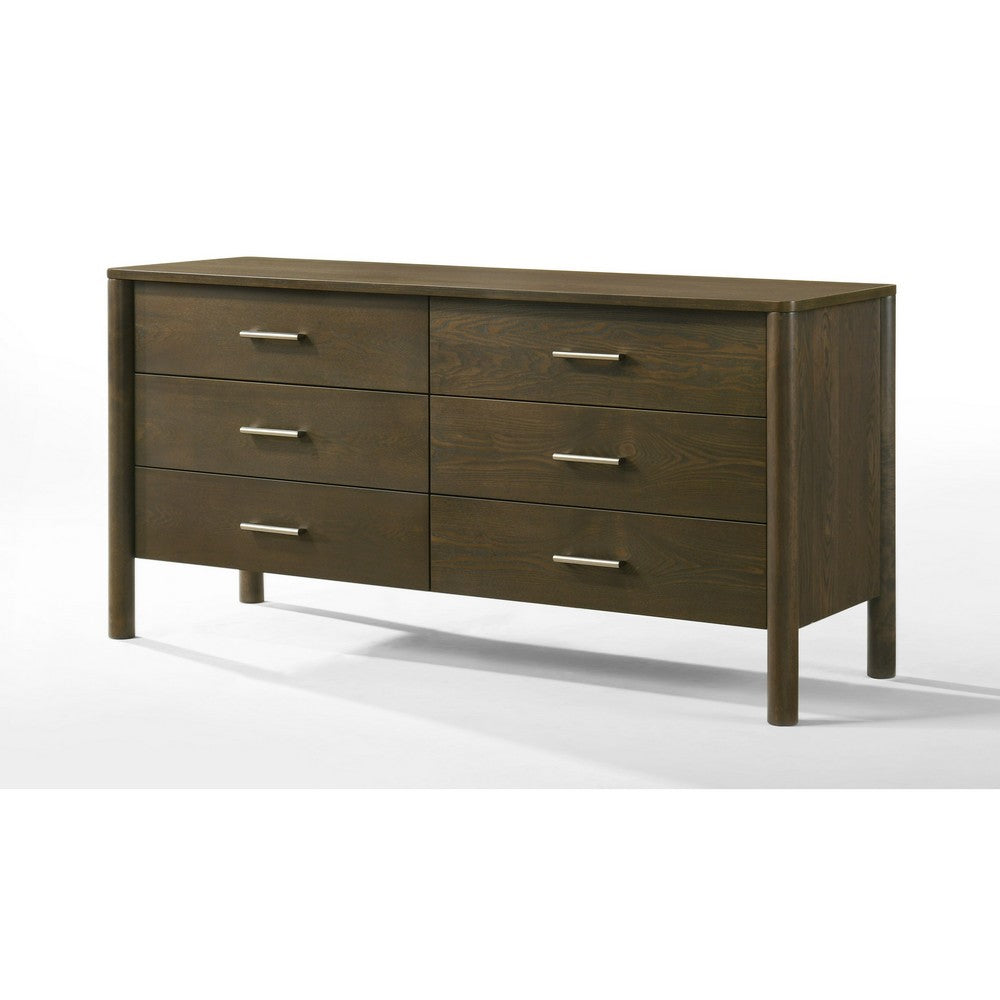 Cid Caro Wide Dresser | 6 Drawers | Wenge Brown Rubberwood