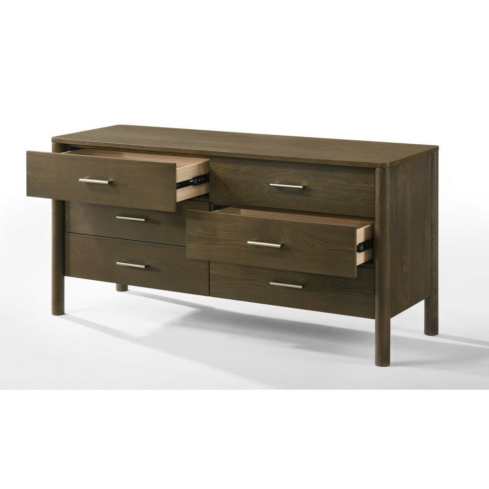 Cid Caro Wide Dresser | 6 Drawers | Wenge Brown Rubberwood BM338539