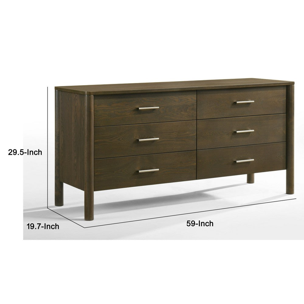 Cid Caro Wide Dresser | 6 Drawers | Wenge Brown Rubberwood