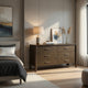 Cid Caro Wide Dresser | 6 Drawers | Wenge Brown Rubberwood