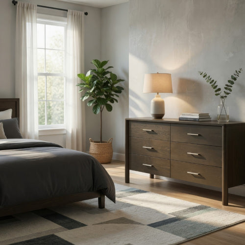 Cid Caro Wide Dresser | 6 Drawers | Wenge Brown Rubberwood