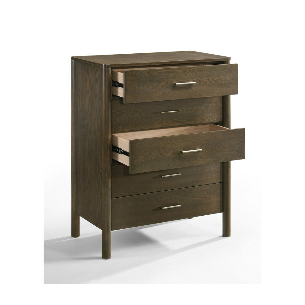 Cid Caro Tall Dresser Chest | 5 Drawers | Wenge Brown Rubberwood BM338540