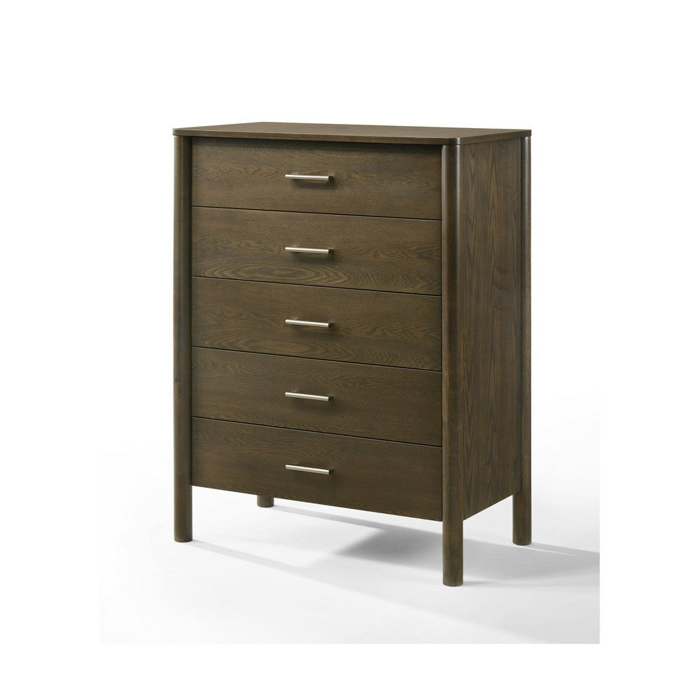 Cid Caro Tall Dresser Chest | 5 Drawers | Wenge Brown Rubberwood BM338540