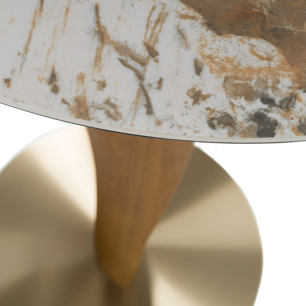 Cid Caly Bar Table | Walnut Brown Base | Gold Steel | 38’’ Ceramic Top BM338542