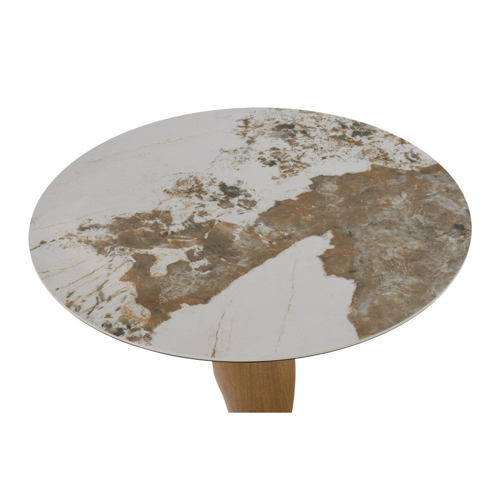 Cid Caly Bar Table | Walnut Brown Base | Gold Steel | 38’’ Ceramic Top BM338542