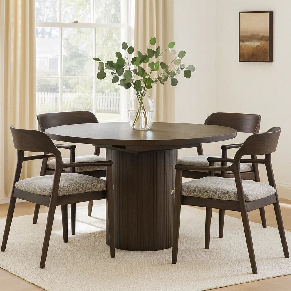 Cid Kimi Extendable Dining Table | Brown Veneer | Round 51-71" Top