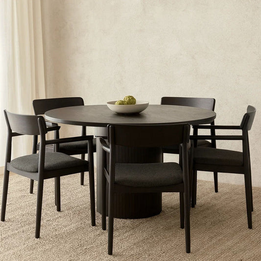 Cid Kimi Extendable Dining Table | Brown Veneer | Round 51-71" Top
