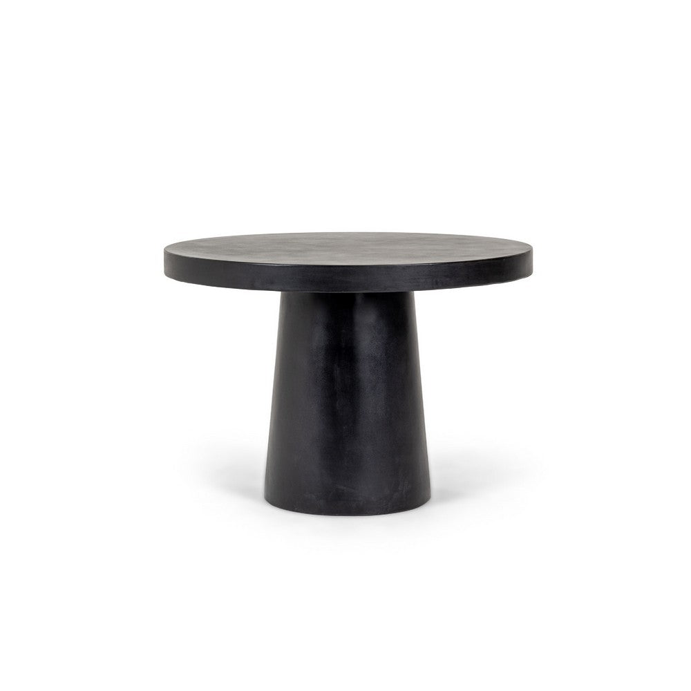 Cid Deso Dining Table | Black Concrete & Tapered Base | Round 43" Top