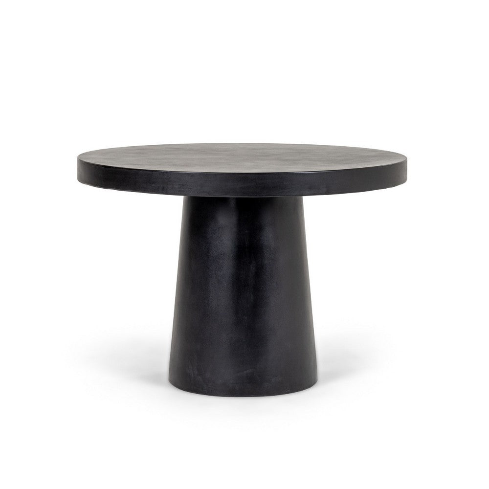 Cid Deso Dining Table | Black Concrete & Tapered Base | Round 43" Top