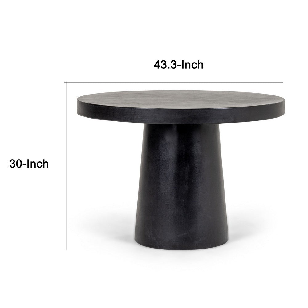 Cid Deso Dining Table | Black Concrete & Tapered Base | Round 43" Top