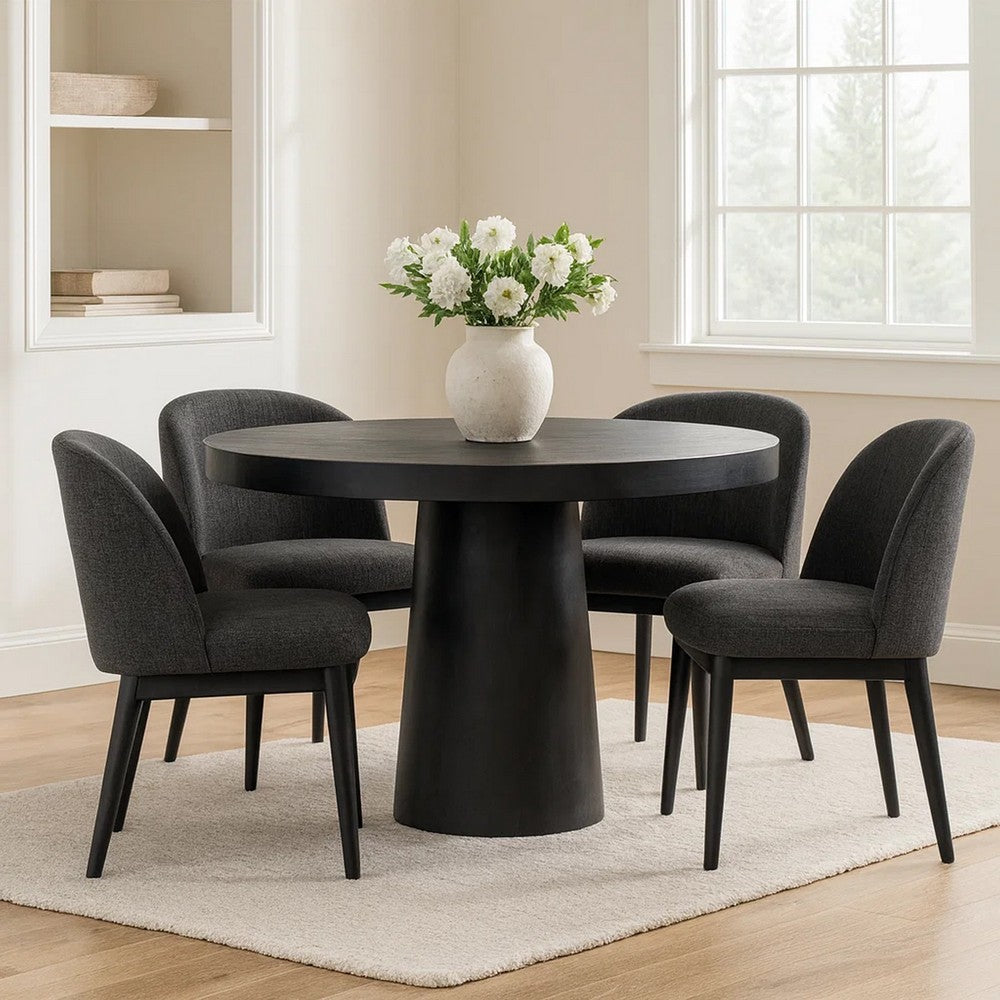 Cid Deso Dining Table | Black Concrete & Tapered Base | Round 43" Top