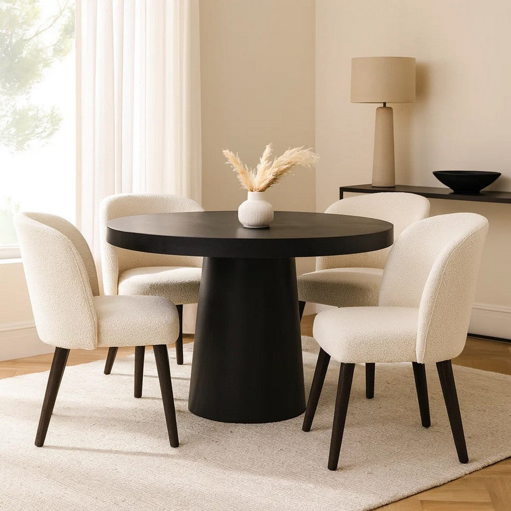 Cid Deso Dining Table | Black Concrete & Tapered Base | Round 43" Top