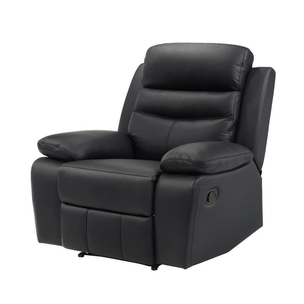 Hanna Manual Reclining Chair | Black Top Grain Leather BM338546