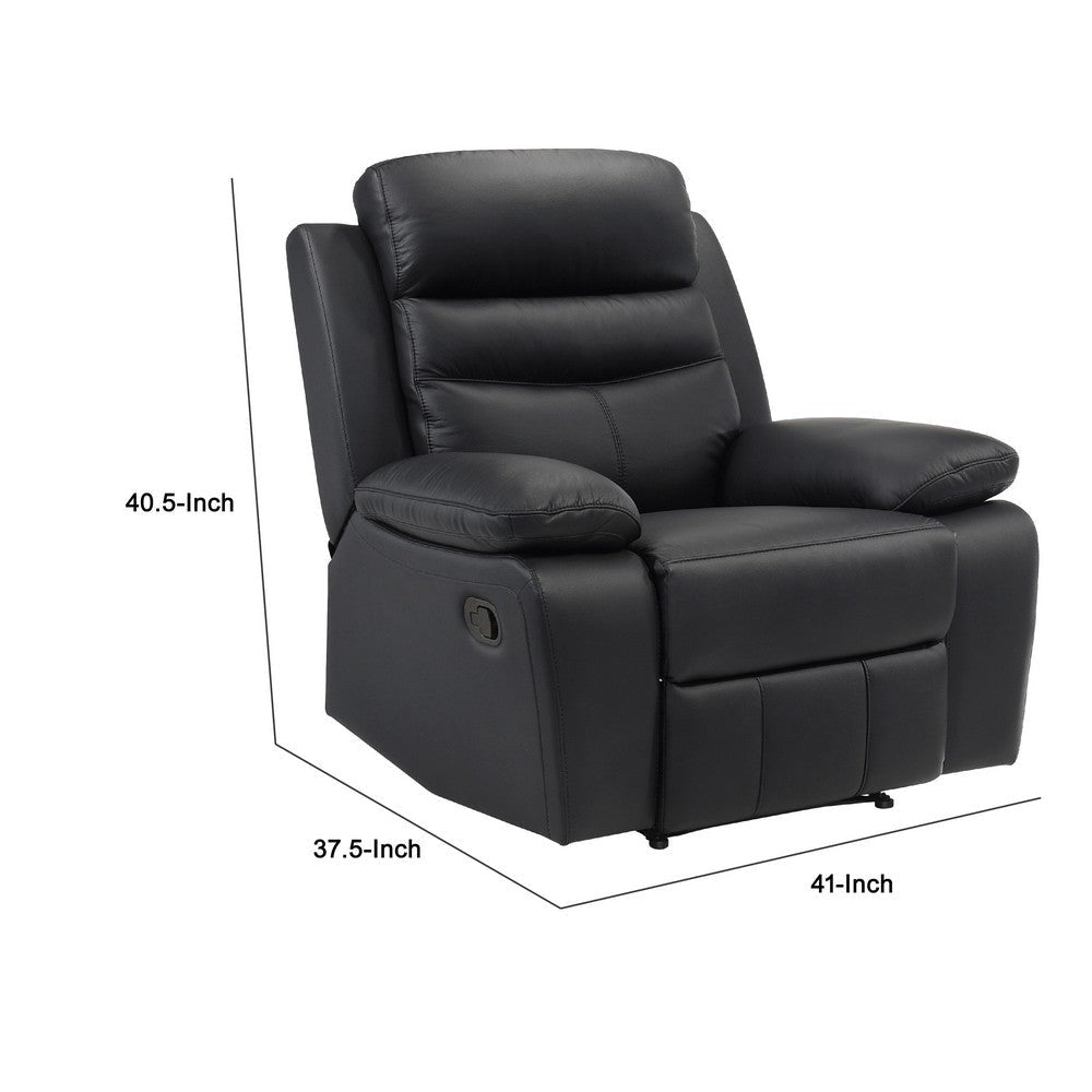 Hanna Manual Reclining Chair | Black Top Grain Leather BM338546