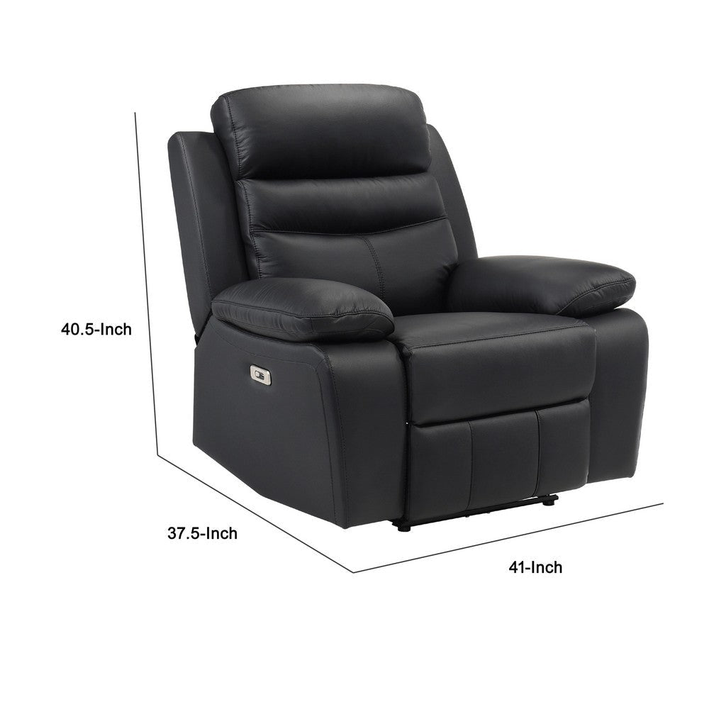 Hanna Power Reclining Chair | USB Port | Black Top Grain Leather BM338547