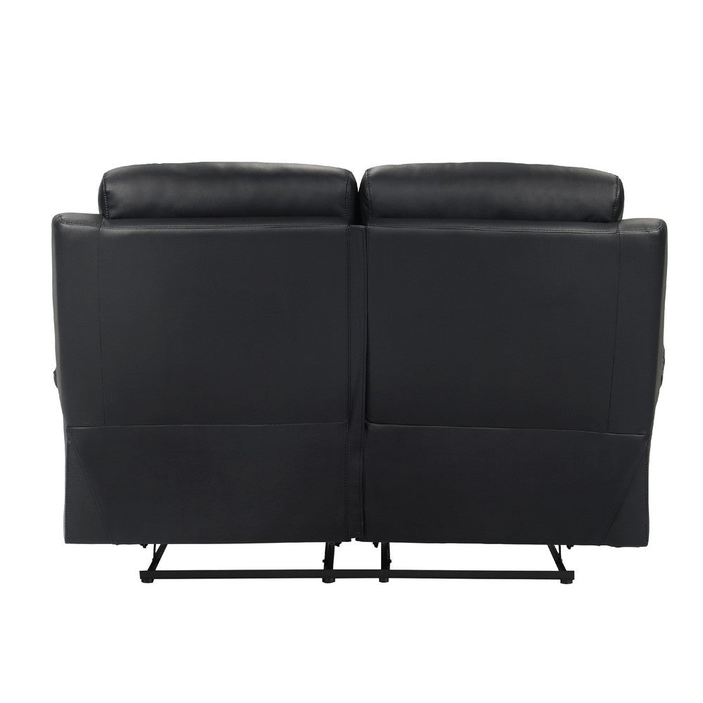 Hanna Manual Double Recliner Loveseat | Black Grain Leather | 64’’ BM338548