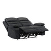 Hanna Manual Double Recliner Loveseat | Black Grain Leather | 64’’ BM338548