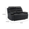 Hanna Manual Double Recliner Loveseat | Black Grain Leather | 64’’ BM338548