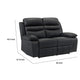 Hanna Manual Double Recliner Loveseat | Black Grain Leather | 64’’ BM338548