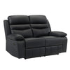 Hanna Manual Double Recliner Loveseat | Black Grain Leather | 64"