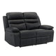 Hanna Manual Double Recliner Loveseat | Black Grain Leather | 64"