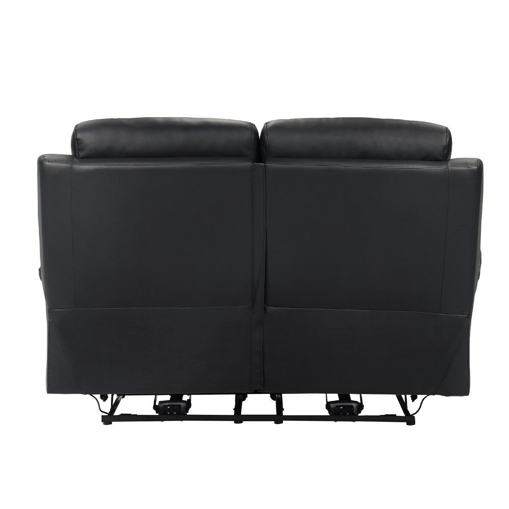 Hanna Power Double Reclining Loveseat | Black Leather | USB | 64’’ BM338549
