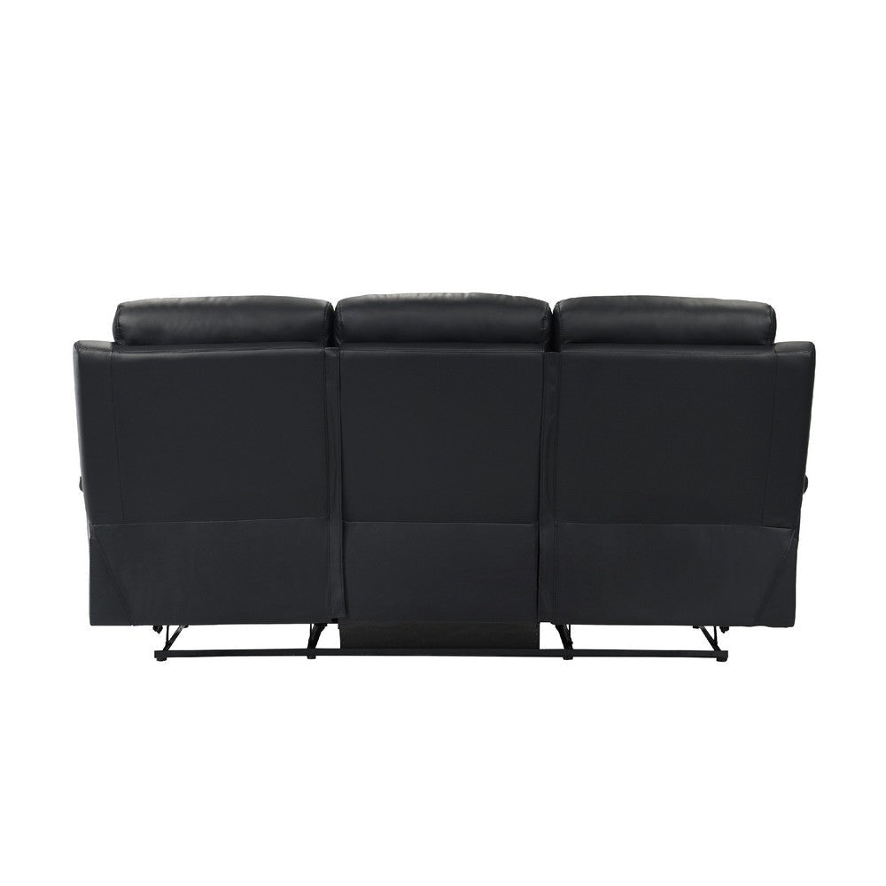 Hanna Manual Double Reclining Sofa | Black Top Grain Leather | 87’’ BM338550