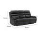 Hanna Manual Double Reclining Sofa | Black Top Grain Leather | 87’’ BM338550
