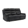 Hanna Manual Double Reclining Sofa | Black Top Grain Leather | 87’’ BM338550