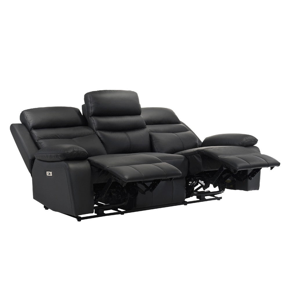 Hanna Power Dual Reclining Sofa | Black Top Grain Leather | USB | 87’’ BM338551
