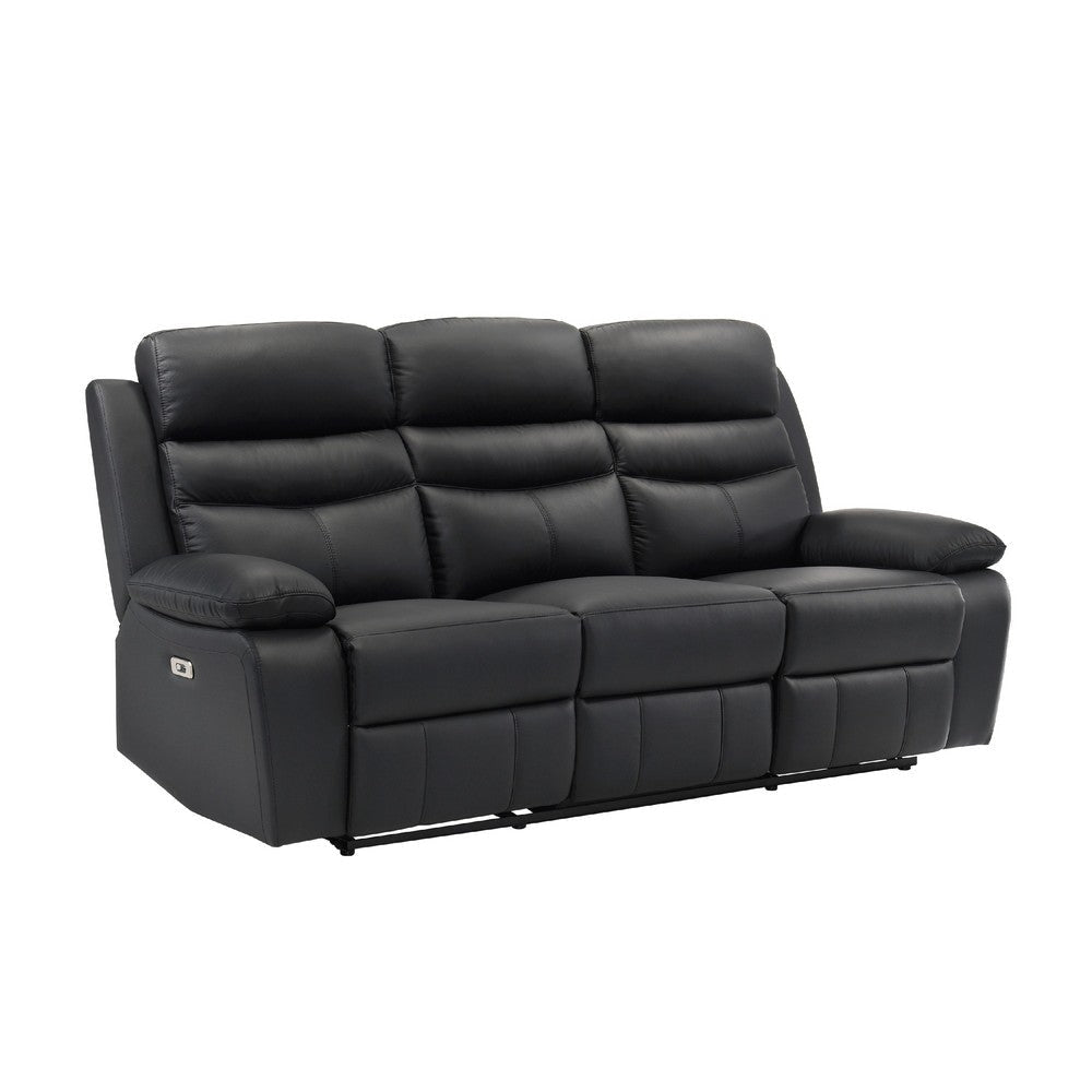Hanna Power Dual Reclining Sofa | Black Top Grain Leather | USB | 87’’ BM338551