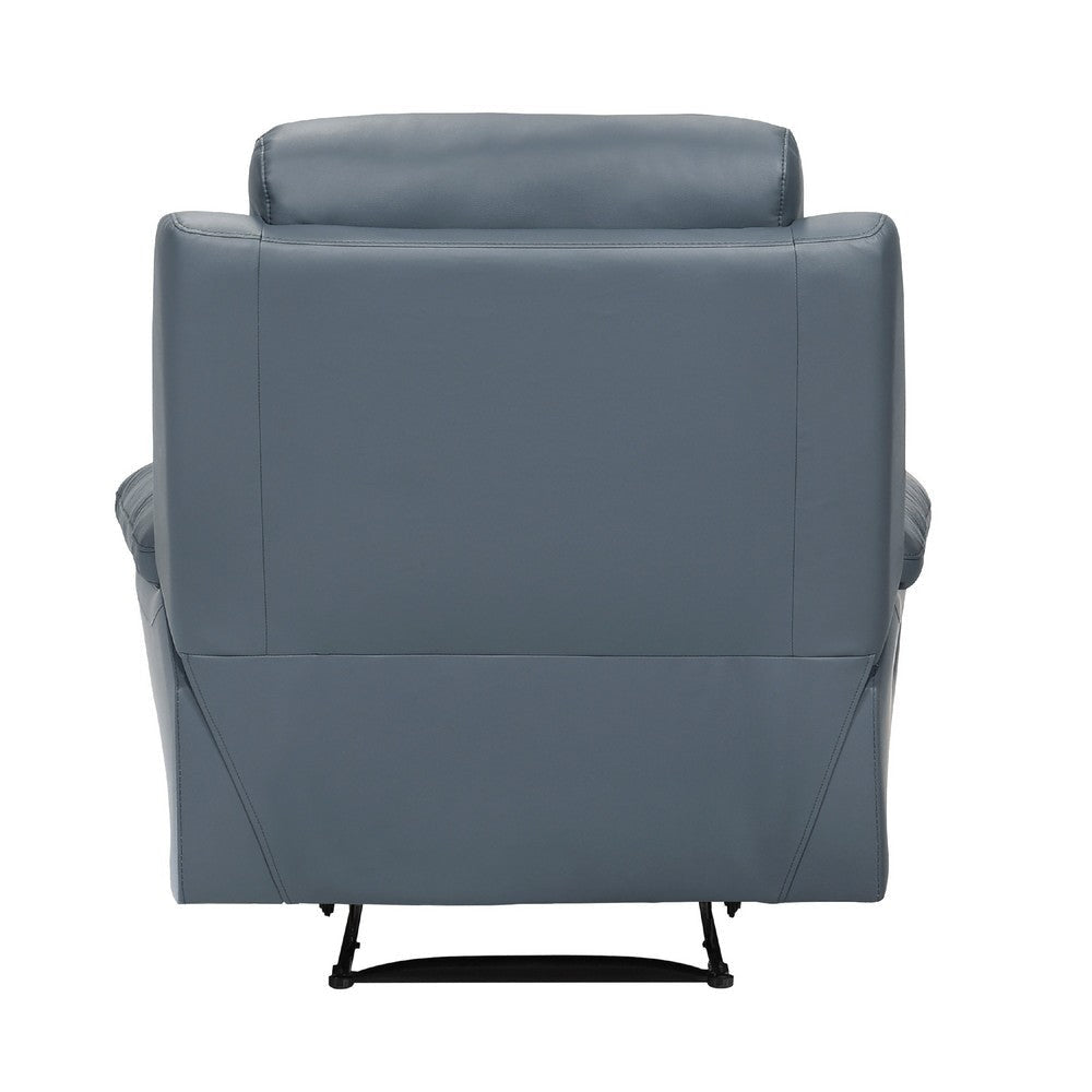 Hanna Manual Reclining Chair | Blue Top Grain Leather Cushions BM338552