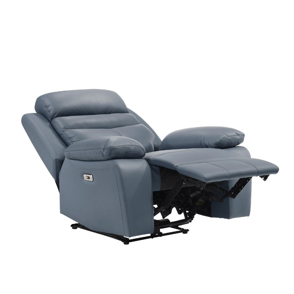 Hanna Power Reclining Chair | Blue Top Grain Leather Cushions | USB