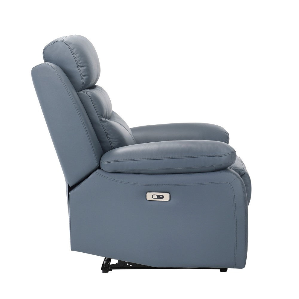 Hanna Power Reclining Chair | Blue Top Grain Leather Cushions | USB