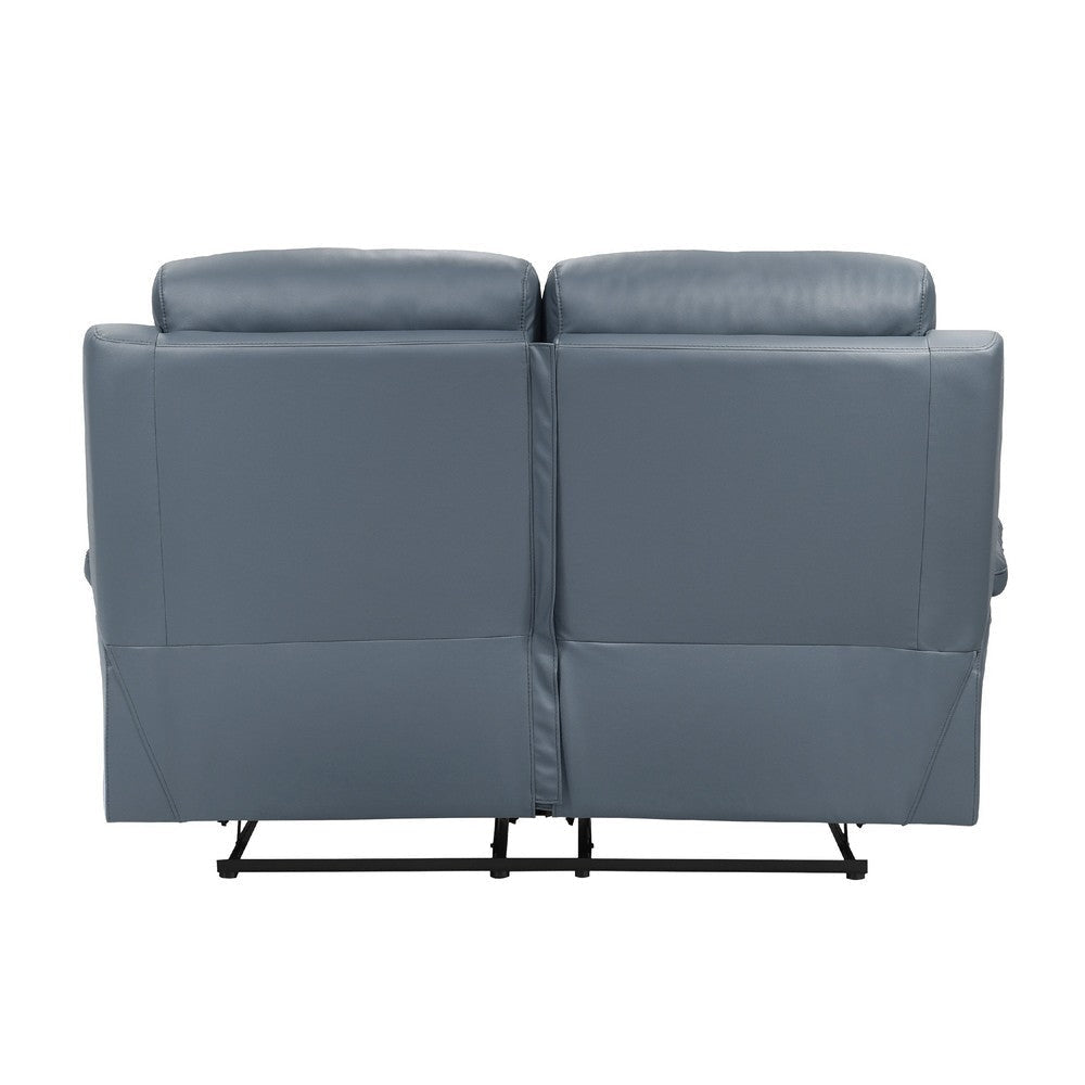 Hanna Manual Double Reclining Loveseat | Blue Top Grain Leather 64’’ BM338554