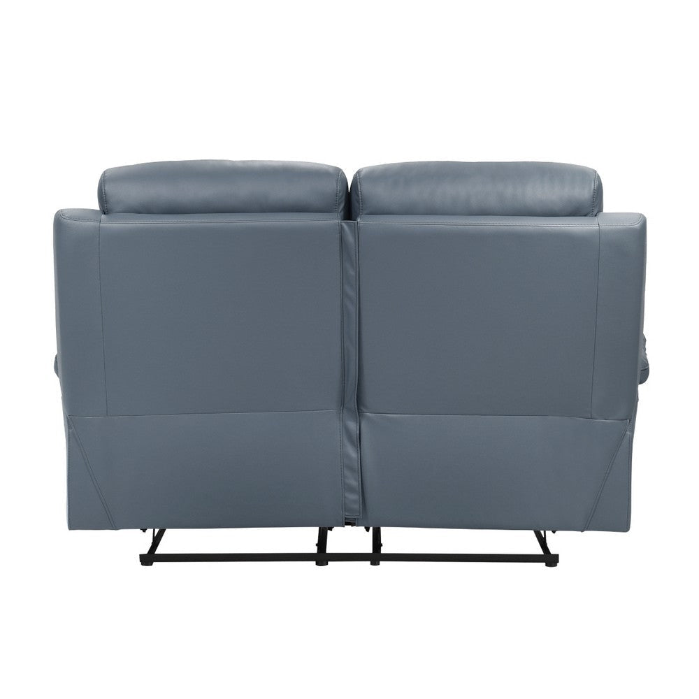Hanna Manual Double Reclining Loveseat | Blue Top Grain Leather 64’’ BM338554
