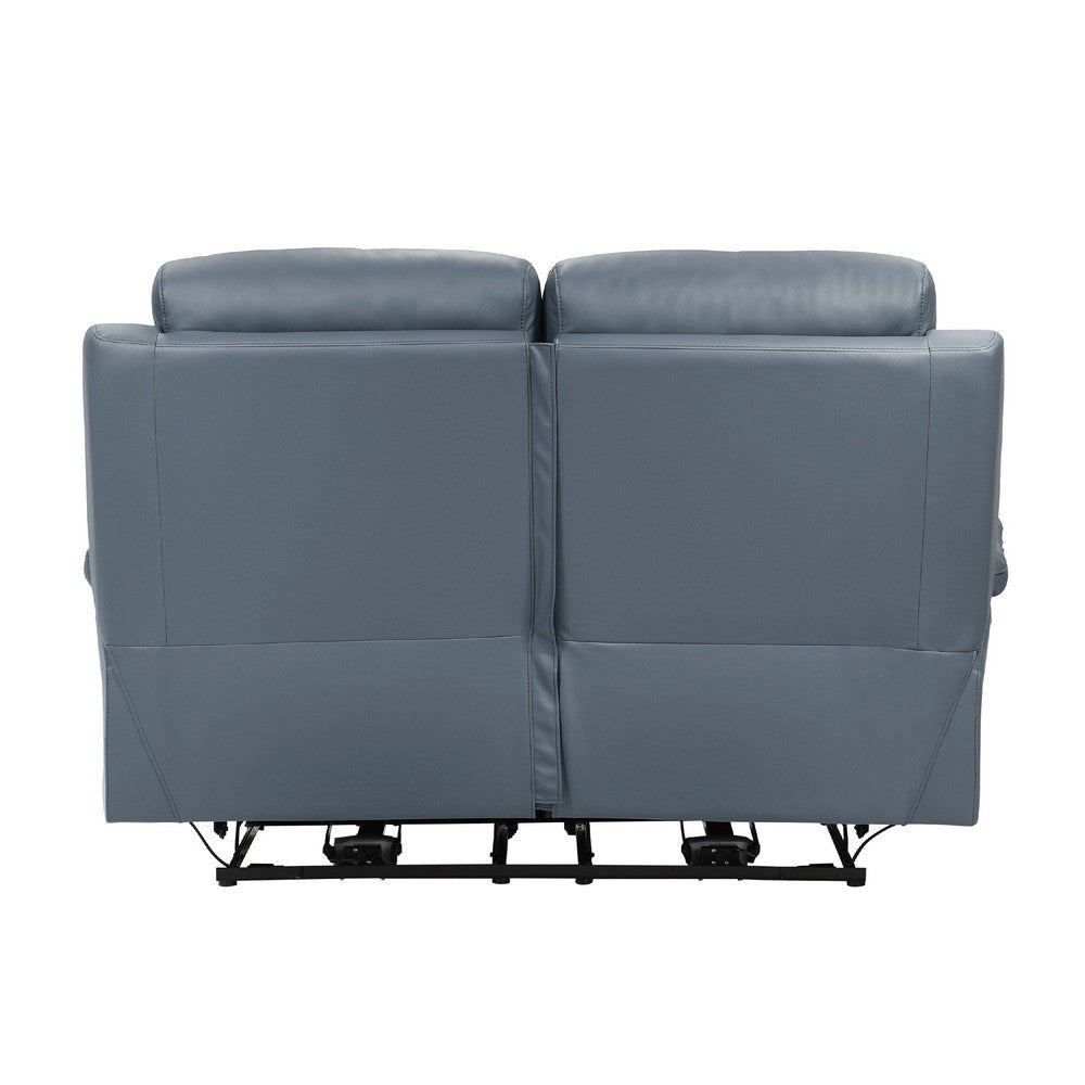 Hanna Power Double Recliner Loveseat | Blue Leather | USB | 64’’ BM338555