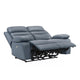 Hanna Power Double Recliner Loveseat | Blue Leather | USB | 64’’ BM338555