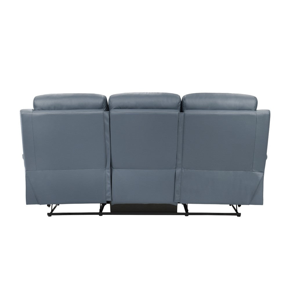 Hanna Power Double Recliner Loveseat | Blue Leather | USB | 64’’ BM338555