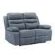 Hanna Power Double Recliner Loveseat | Blue Leather | USB | 64"