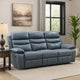 Hanna Manual Double Reclining Sofa | Blue Top Grain Leather | 87"