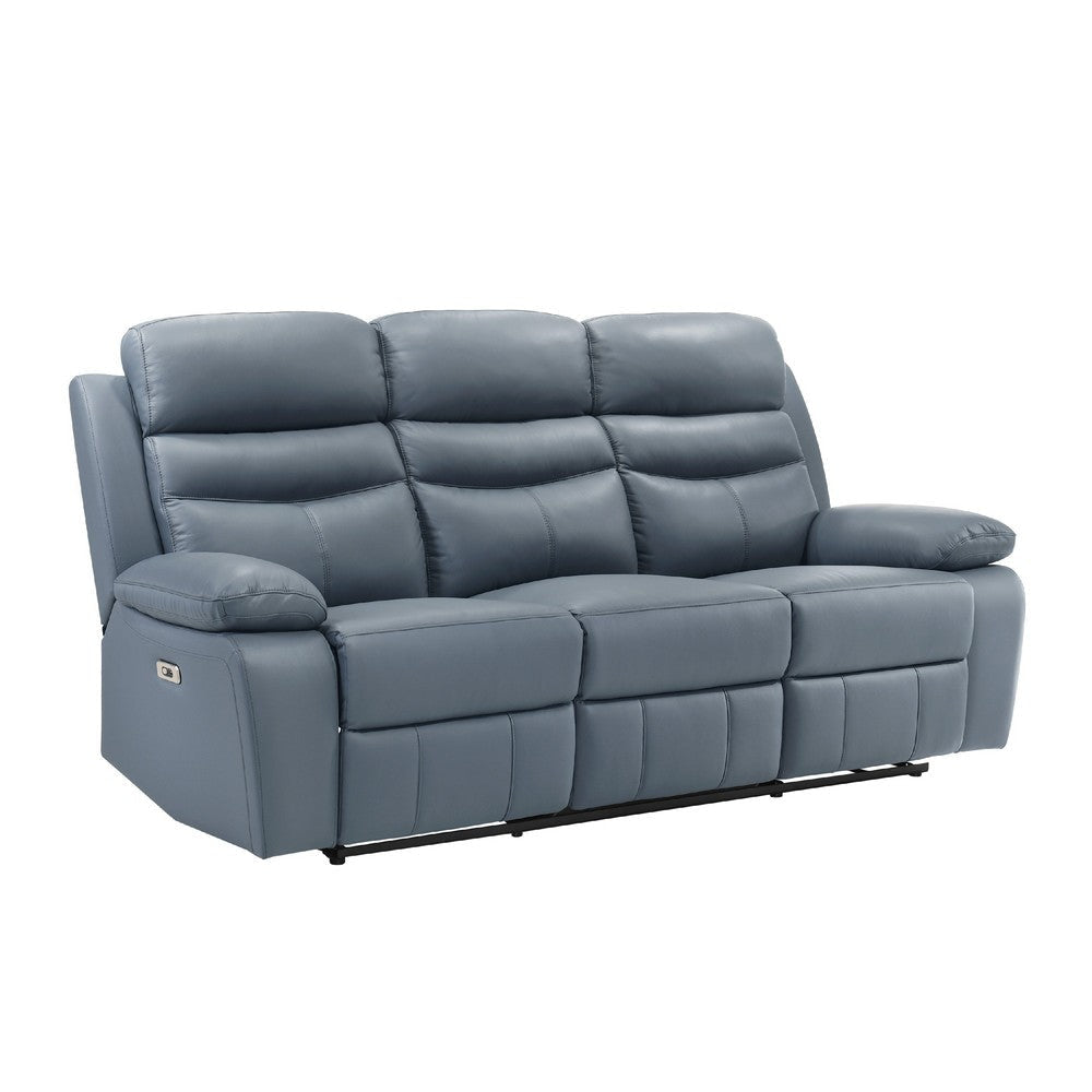 Hanna Power Double Reclining Sofa | Blue Grain Leather | USB | 87’’ BM338557