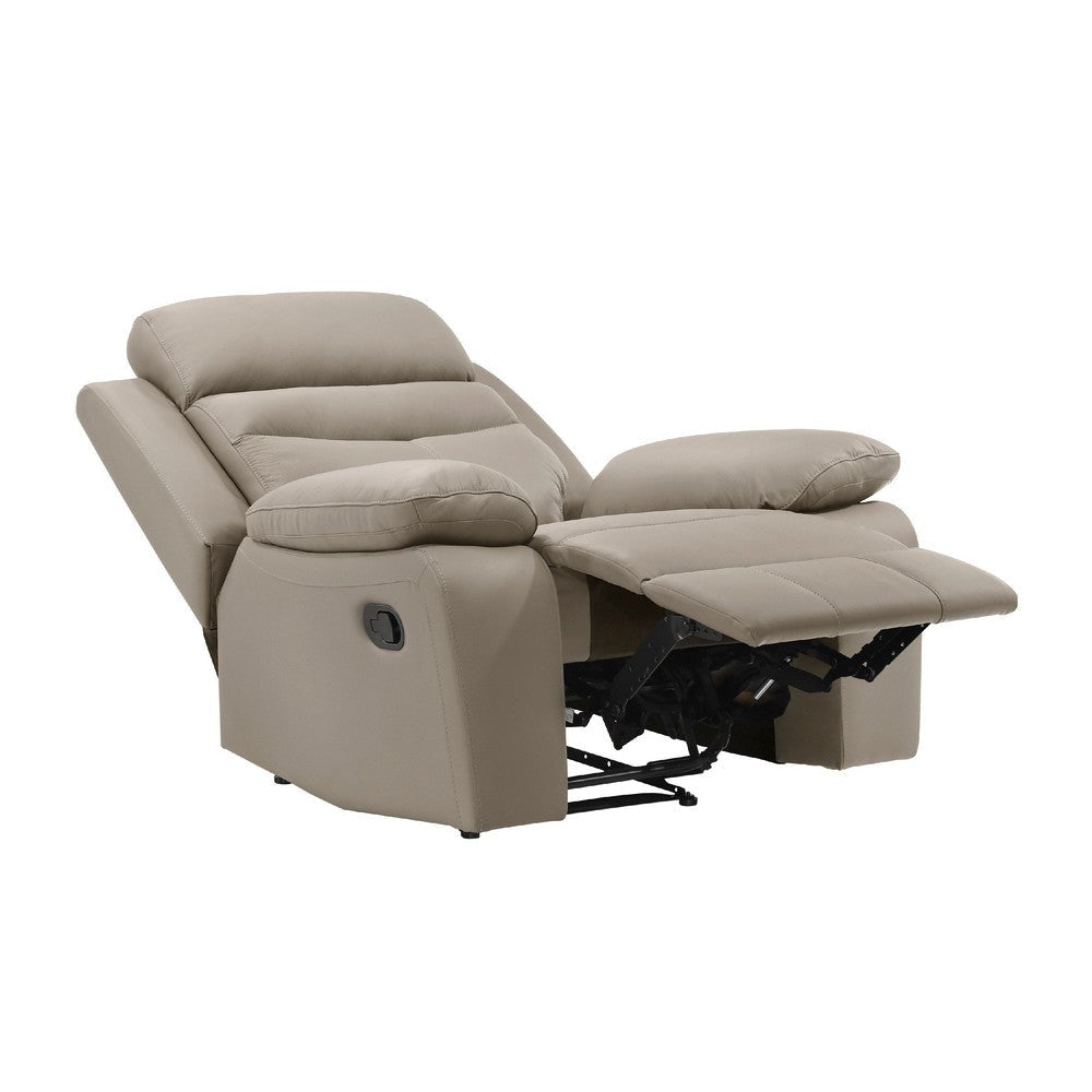 Hanna Manual Reclining Chair | Latte Brown Top Grain Leather Cushions BM338558